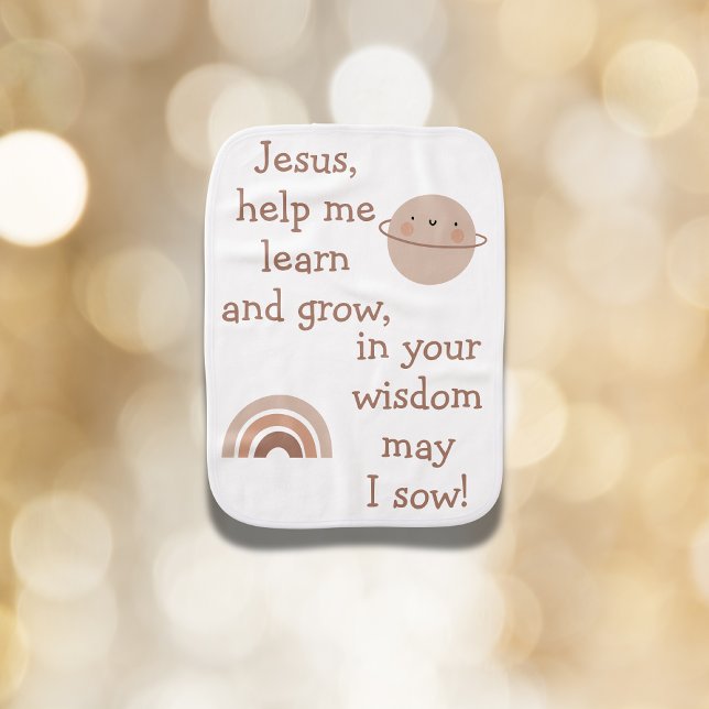 Christian Prayer for kids Brown & White | Baby Burp Cloth (Creator Uploaded)