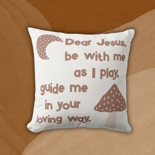 Christian Prayer for kids Brown & White   Throw Pillow