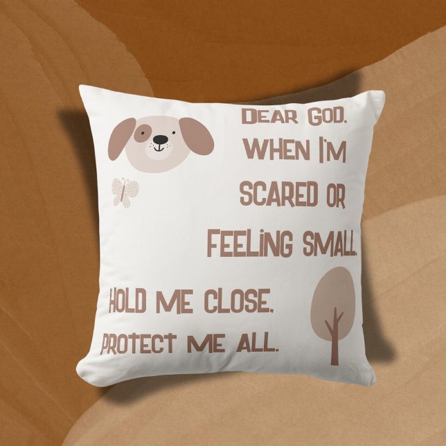 Christian Prayer for kids Brown & White | Throw Pillow (Creator Uploaded)