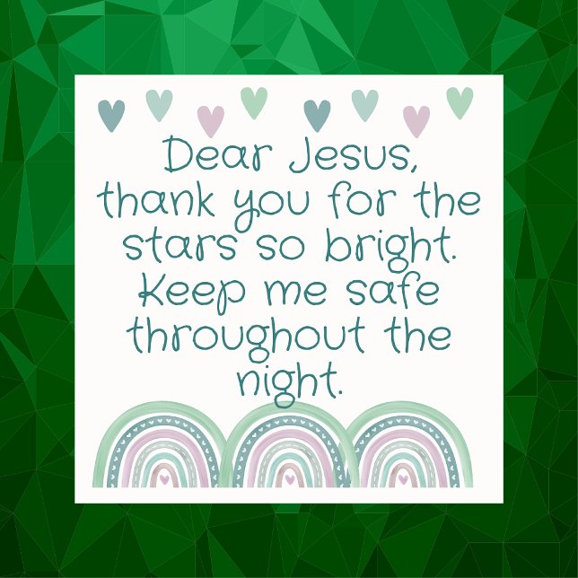Christian Prayer for kids Green & Pink | Acrylic Print (Creator Uploaded)