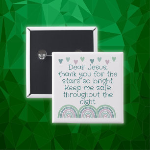 Christian Prayer for kids Green & Pink   Button