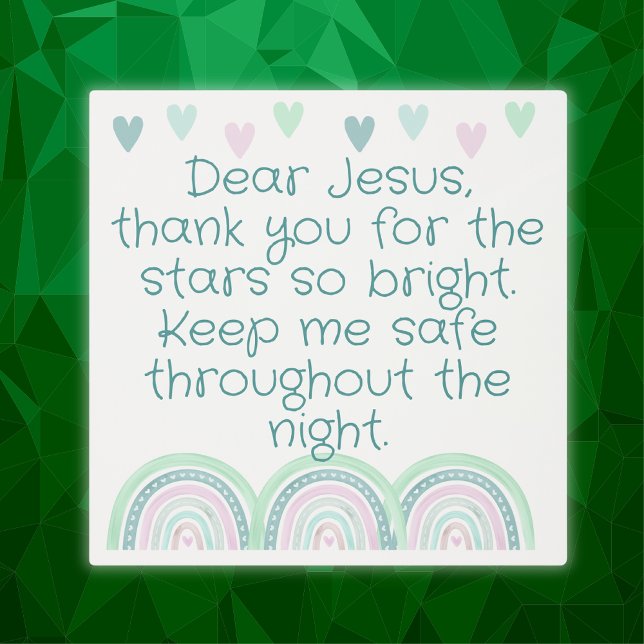 Christian Prayer for kids Green & Pink | Metal Print (Creator Uploaded)