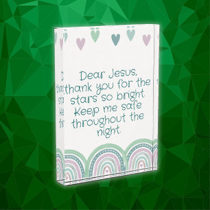 Christian Prayer for kids Green & Pink Photo Block