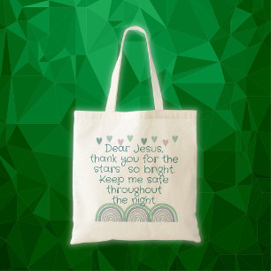 Christian Prayer for kids Green & Pink Tote Bag