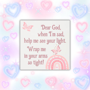 Christian Prayer for kids Pink Metal Print