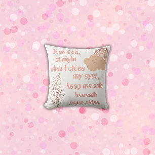 Christian Prayer for kids Pink Throw Pillow