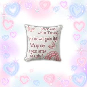 Christian Prayer for kids Pink   Throw Pillow