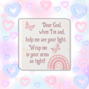 Christian Prayer for kids Pink Wooden Box Sign