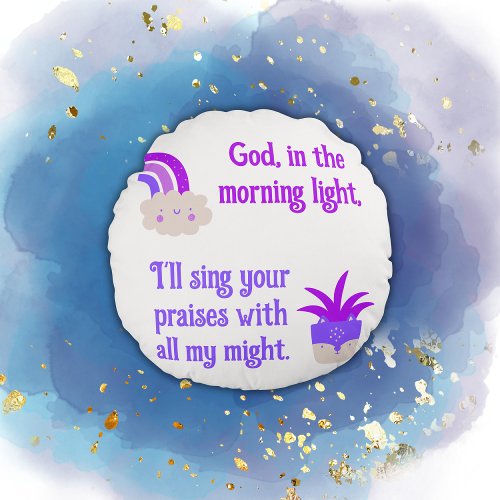 Christian Prayer for kids Purple  Blue  Round Pillow