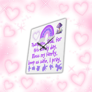 Christian Prayer for kids Purple & Pink   Square Wall Clock