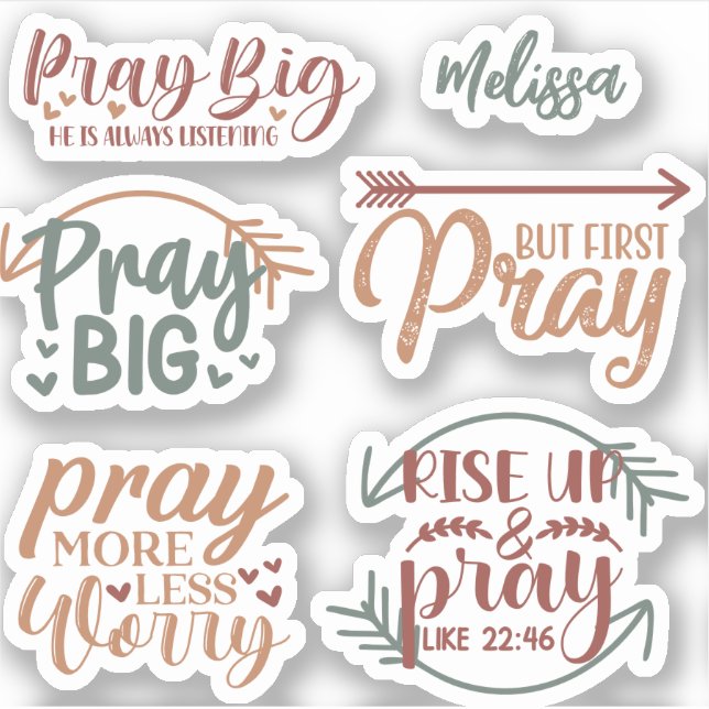 Christian Prayer Modern Typography Praying Quotes  Sticker (Front)