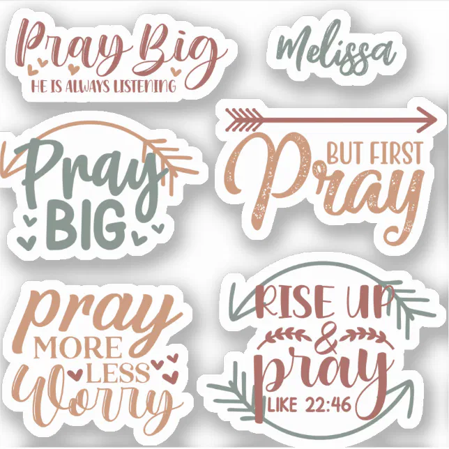 Prayer Box Sticker Design Christian Prayer Modern Typography Praying Quotes Sticker | Zazzle