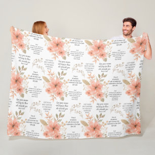 Christian PRAYER Peach Floral Fleece Blanket