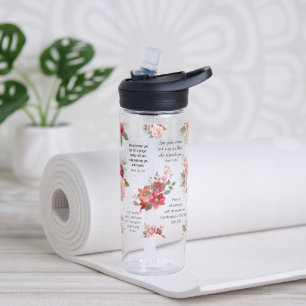Christian PRAYER Peach Floral Water Bottle