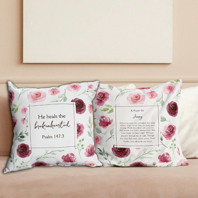 Christian Prayer Psalm 147:3 Keepsake Gift Modern  Throw Pillow (Editable prayer pillow a unique and thoughtful gift of faith.)