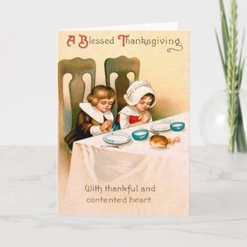 Christian Prayer Puritan Thanksgiving Dinner Holiday Card