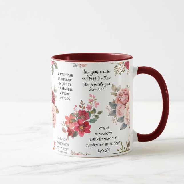 Christian PRAYER SCRIPTURES Floral Mug (Right)