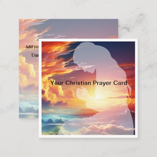 Christian Prayer Sunset Sky Heavens Square Business Card
