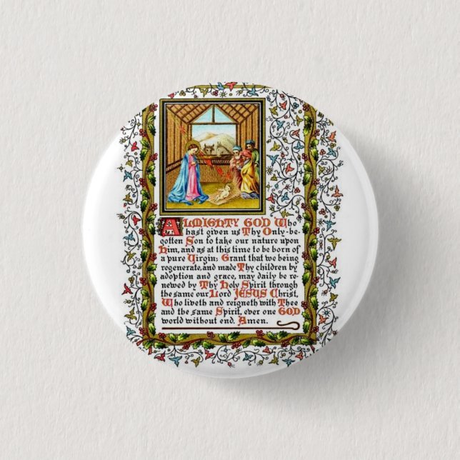 Christian Prayer With Nativity Button (Front)