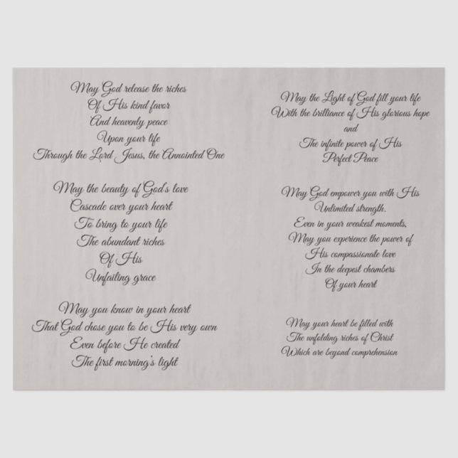 Christian Prayers Decoupage Tissue Paper (Front)