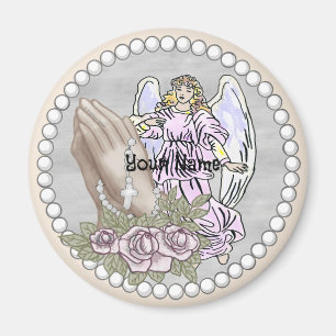 Christian Praying Rosary Angel Magnet