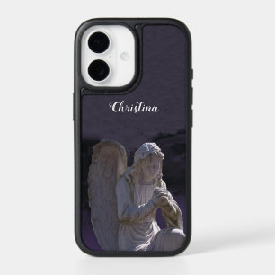 Christian Praying White Stone angel Statue Purple iPhone 17 Case