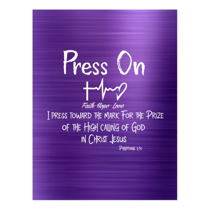 Christian Press On with Philippians Bible Verse Postcard | Zazzle.com