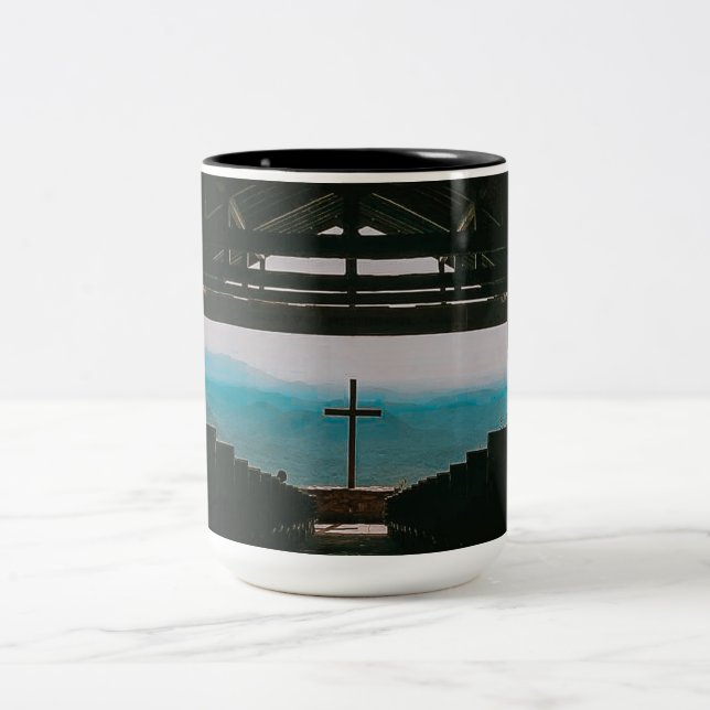 Christian Pretty Place Outdoor Chapel Carolinas Two-Tone Coffee Mug (Center)