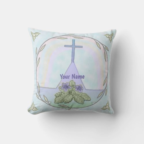 Christian  Primroses Cross custom name pillow