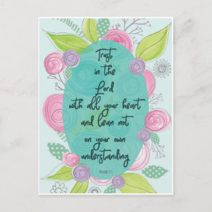 Christian Proverbs 3 5 Floral  Postcard