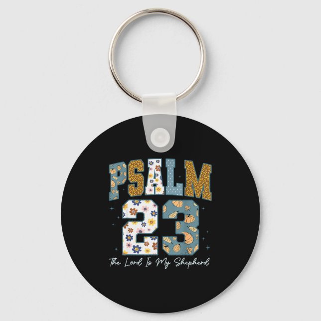 Christian Psalm 23 Retro The Lord Is My Shepherd B Keychain (Front)