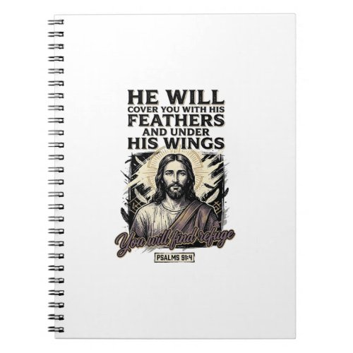 Christian Psalm 91_4 Jesus Vintage Engraving Shirt Notebook