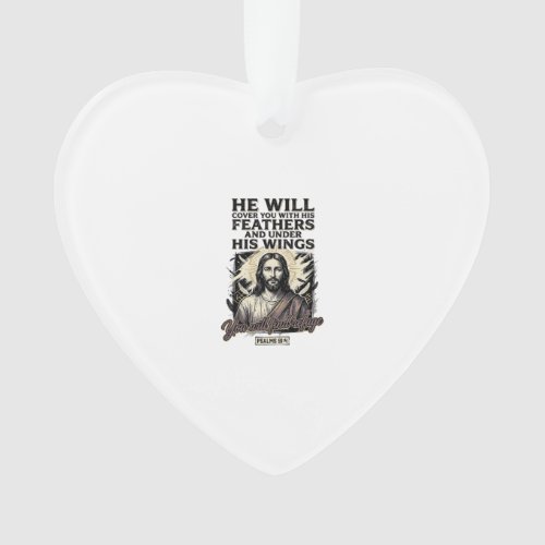 Christian Psalm 91_4 Jesus Vintage Engraving Shirt Ornament