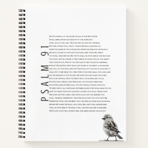 Christian Psalm 91 Cute Little Bird   Notebook