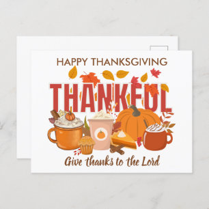 Christian Pumpkin THANKFUL Happy Thanksgiving Holiday Postcard