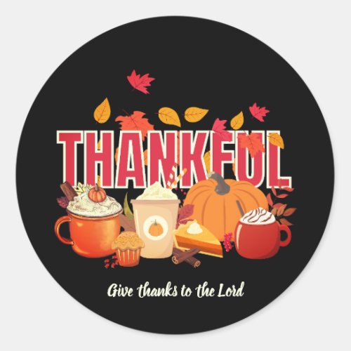 Christian Pumpkin THANKFUL Thanksgiving Classic Round Sticker