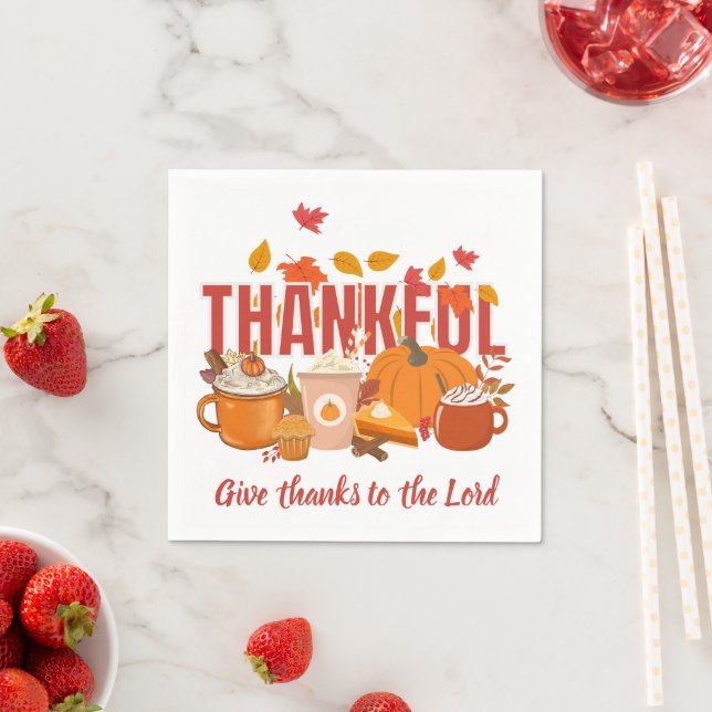 Christian Pumpkin THANKFUL Thanksgiving Napkins (Insitu)