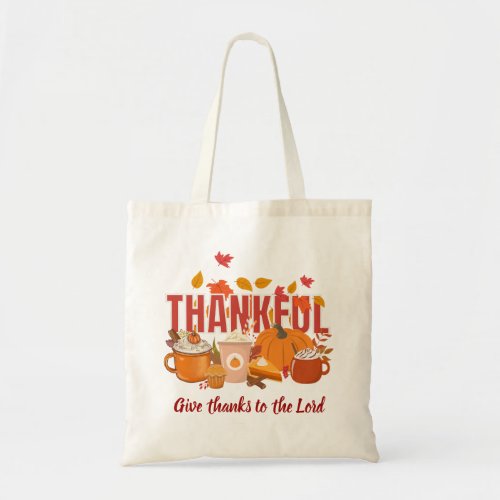 Christian Pumpkin THANKFUL Thanksgiving Tote Bag