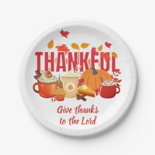 Christian Pumpkin Thanksgiving THANKFUL Paper Plates