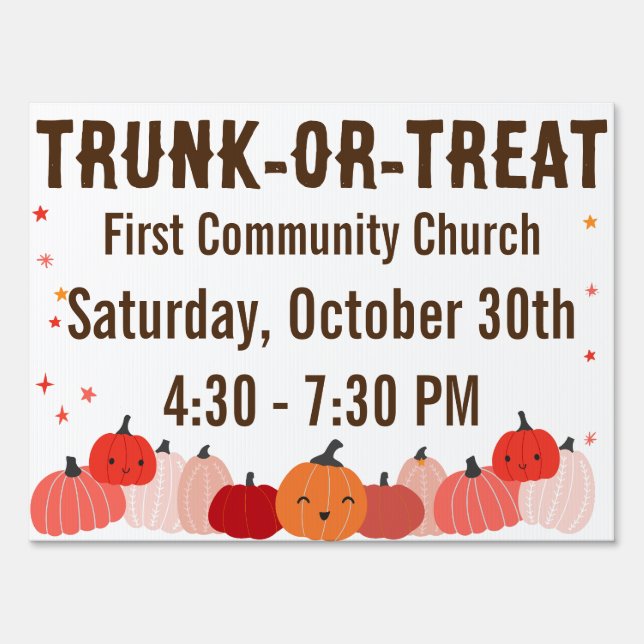 Christian Pumpkin Trunk or Treat Double Sided Sign (Front)