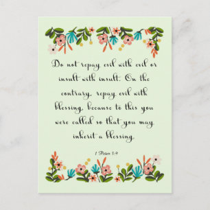 Christian Quote Art - 1 Peter 3:9 Postcard