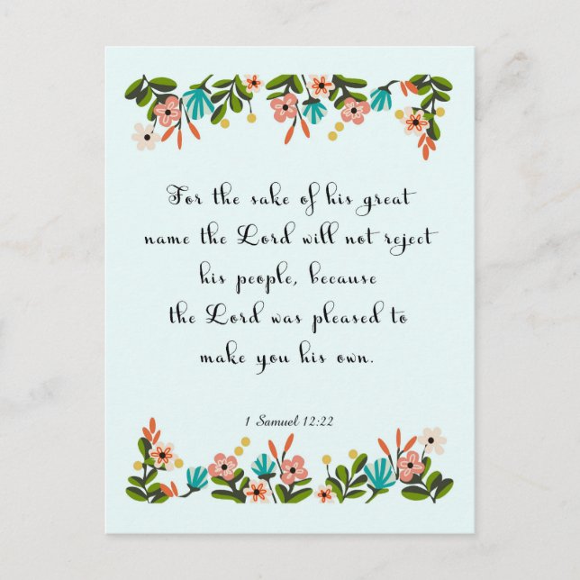 Christian Quote Art - 1 Samuel 12:22 Postcard (Front)