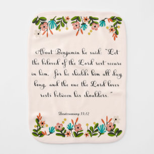 Christian Quote Art - Deuteronomy 33:12 Burp Cloth