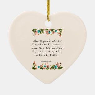 Christian Quote Art - Deuteronomy 33:12 Ceramic Ornament