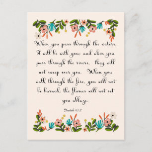 Christian Quote Art - Isaiah 43:2 Postcard