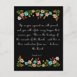 Christian Quote Art - Isaiah 54:17 Postcard
