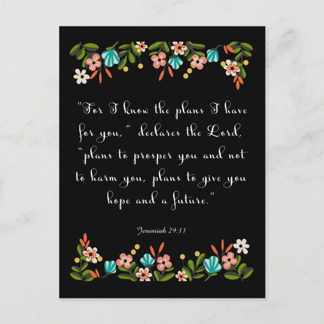 Christian Quote Art - Jeremiah 29:11 Postcard (Front)
