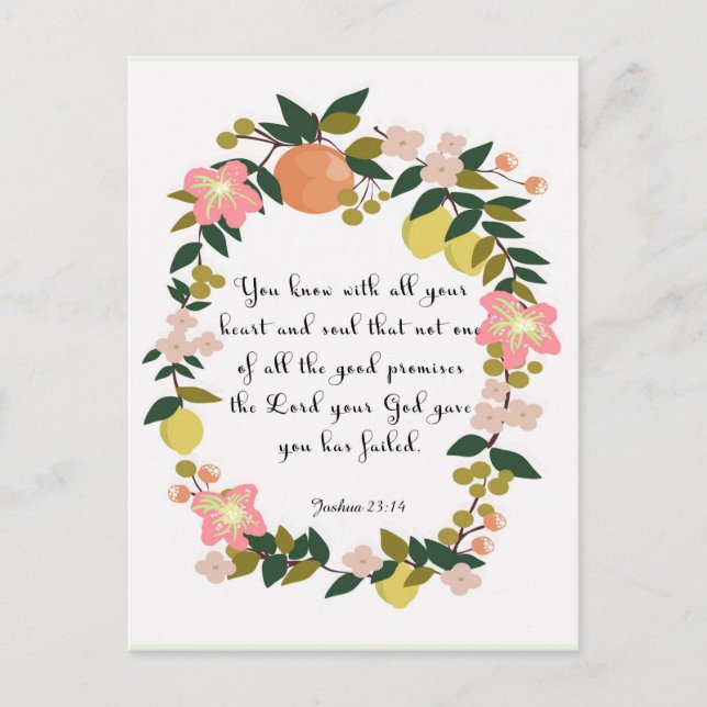 Christian Quote Art - Joshua 23:14 Postcard (Front)