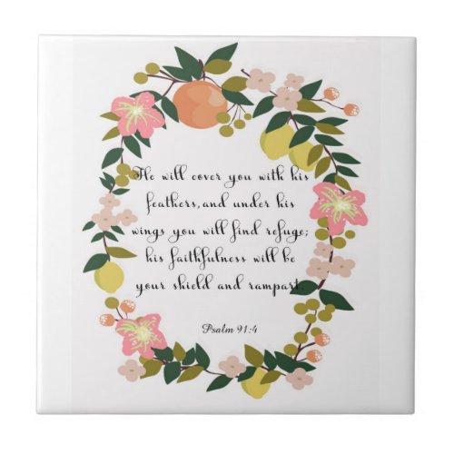 Christian Quote Art _ Psalm 914 Ceramic Tile