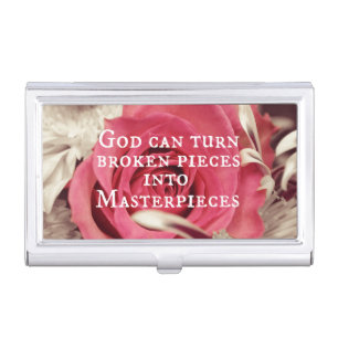 Christian Quote God Can Turn Broken Pieces Business Card Case